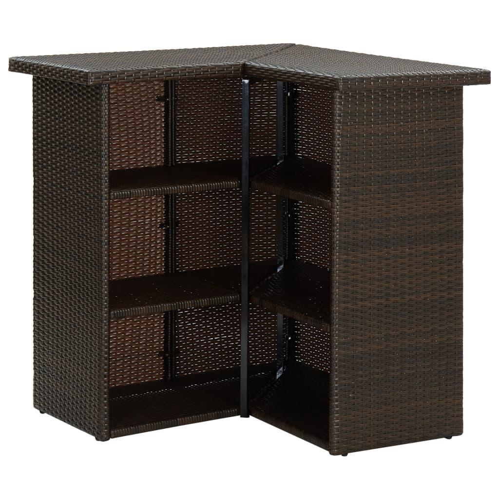 Corner Bar Table Brown 100x50x105 Cm Poly Rattan - John Cootes