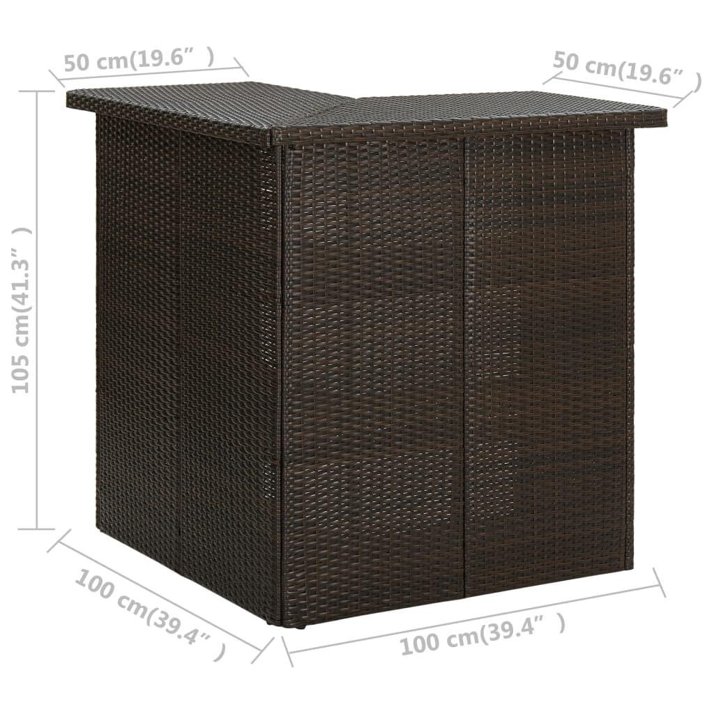 Corner Bar Table Brown 100x50x105 Cm Poly Rattan - John Cootes