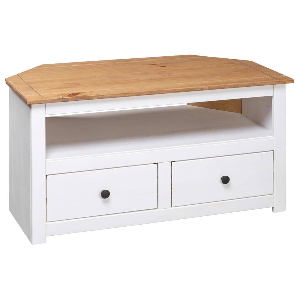Corner Tv Cabinet White 93x49x49 Cm Solid Pine Panama Range - John Cootes