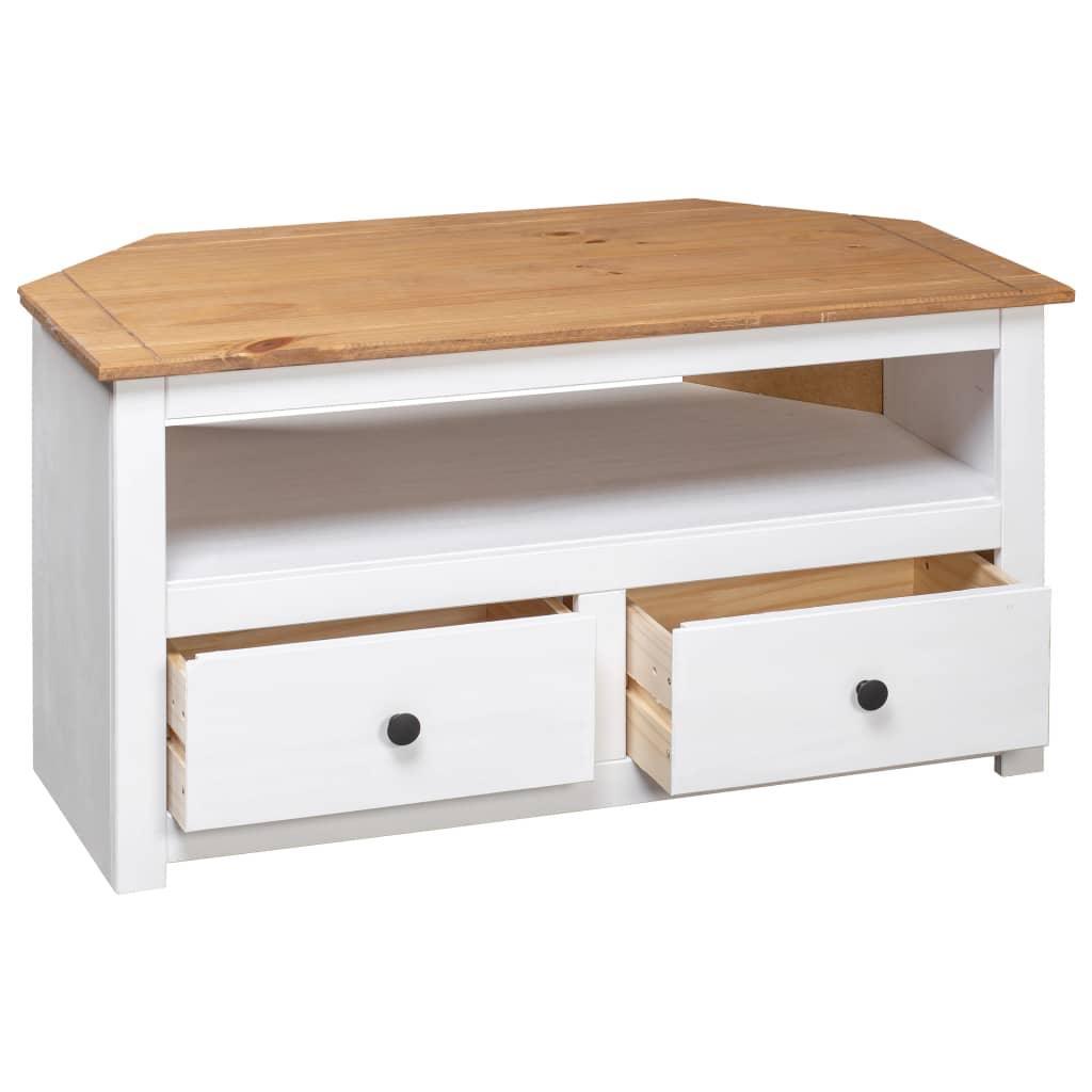 Corner Tv Cabinet White 93x49x49 Cm Solid Pine Panama Range - John Cootes