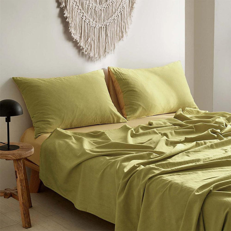 Cosy Club Bed Sheet Set Cotton Double Yellow - John Cootes