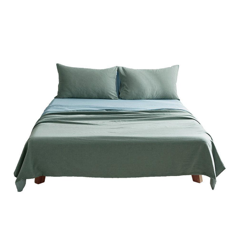 Cosy Club Cotton Sheet Set Bed Sheets Set King Cover Pillow Case Green Blue - John Cootes