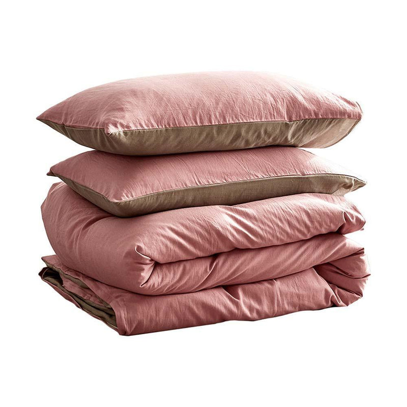 Cosy Club Duvet Cover Quilt Set Doona Cover Pillow Case Blush Beige KING - John Cootes