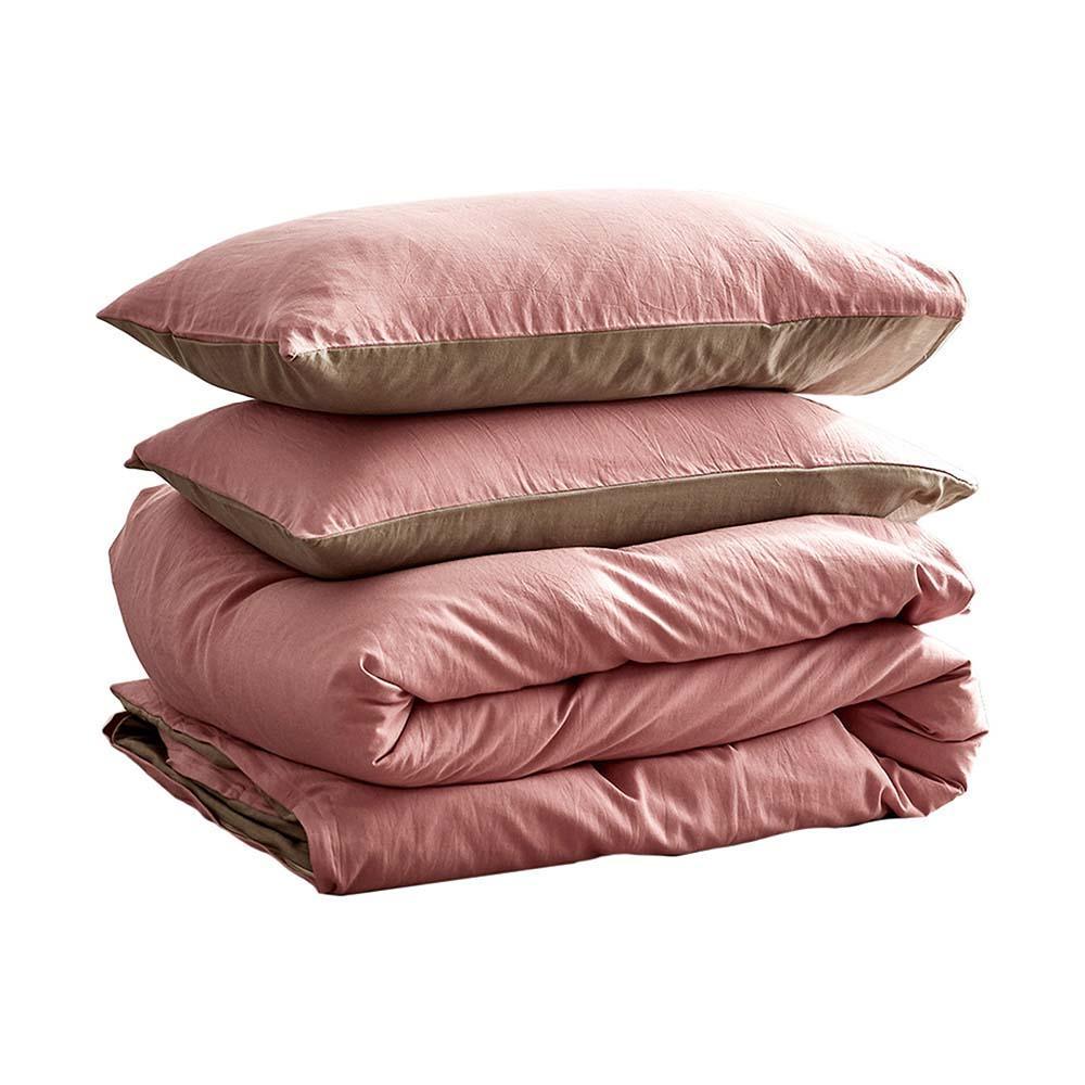 Cosy Club Duvet Cover Quilt Set Doona Cover Pillow Case Blush Beige QUEEN - John Cootes