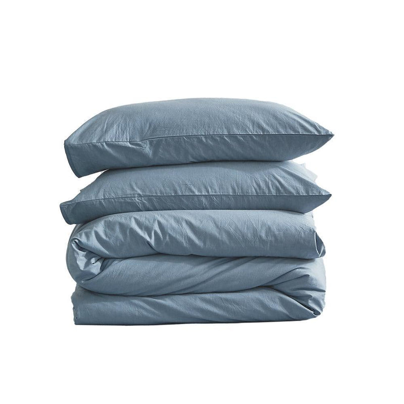 Cosy Club Duvet Cover Quilt Set Flat Cover Pillow Case Essential Blue Double - John Cootes