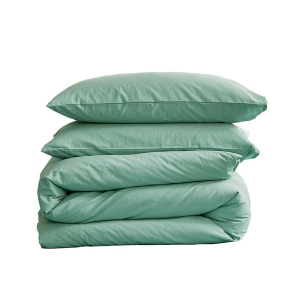 Cosy Club Duvet Cover Quilt Set Flat Cover Pillow Case Essential Green Single - John Cootes