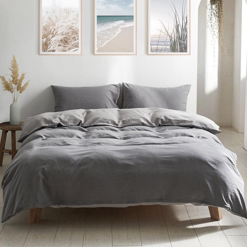 Cosy Club Duvet Cover Quilt Set Single Flat Cover Pillow Case Grey Inspired - John Cootes