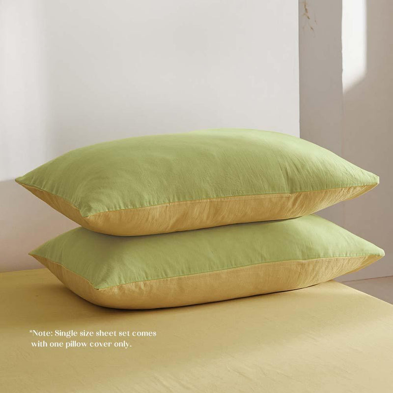 Cosy Club Quilt Cover Set Cotton Yellow Lime Single - John Cootes