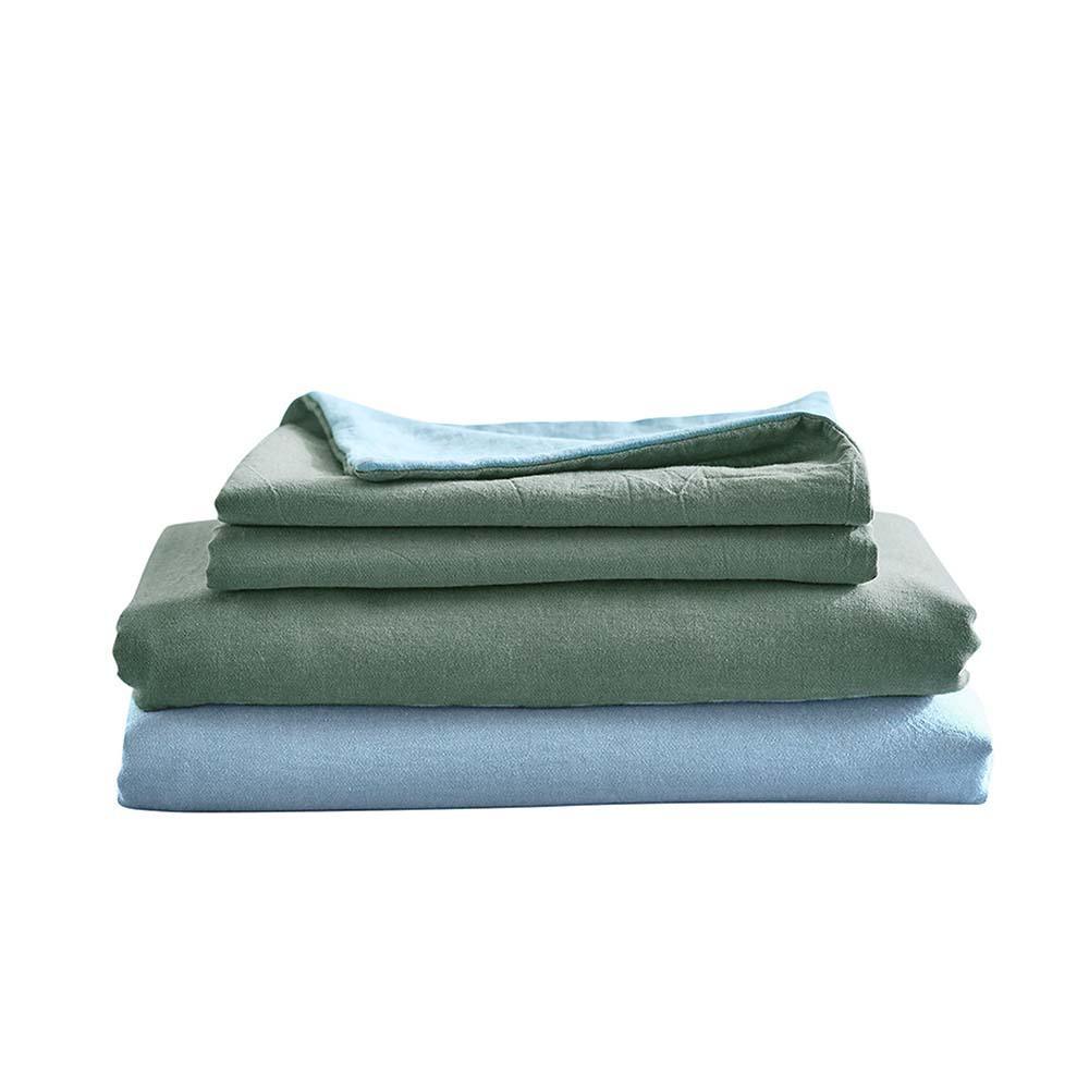 Cosy Club Sheet Set Bed Sheets 100% Cotton Queen Cover Pillow Case Grey Blue - John Cootes