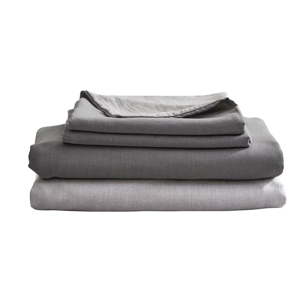 Cosy Club Sheet Set Bed Sheets Set Double Flat Cover Pillow Case Grey Inspired - John Cootes