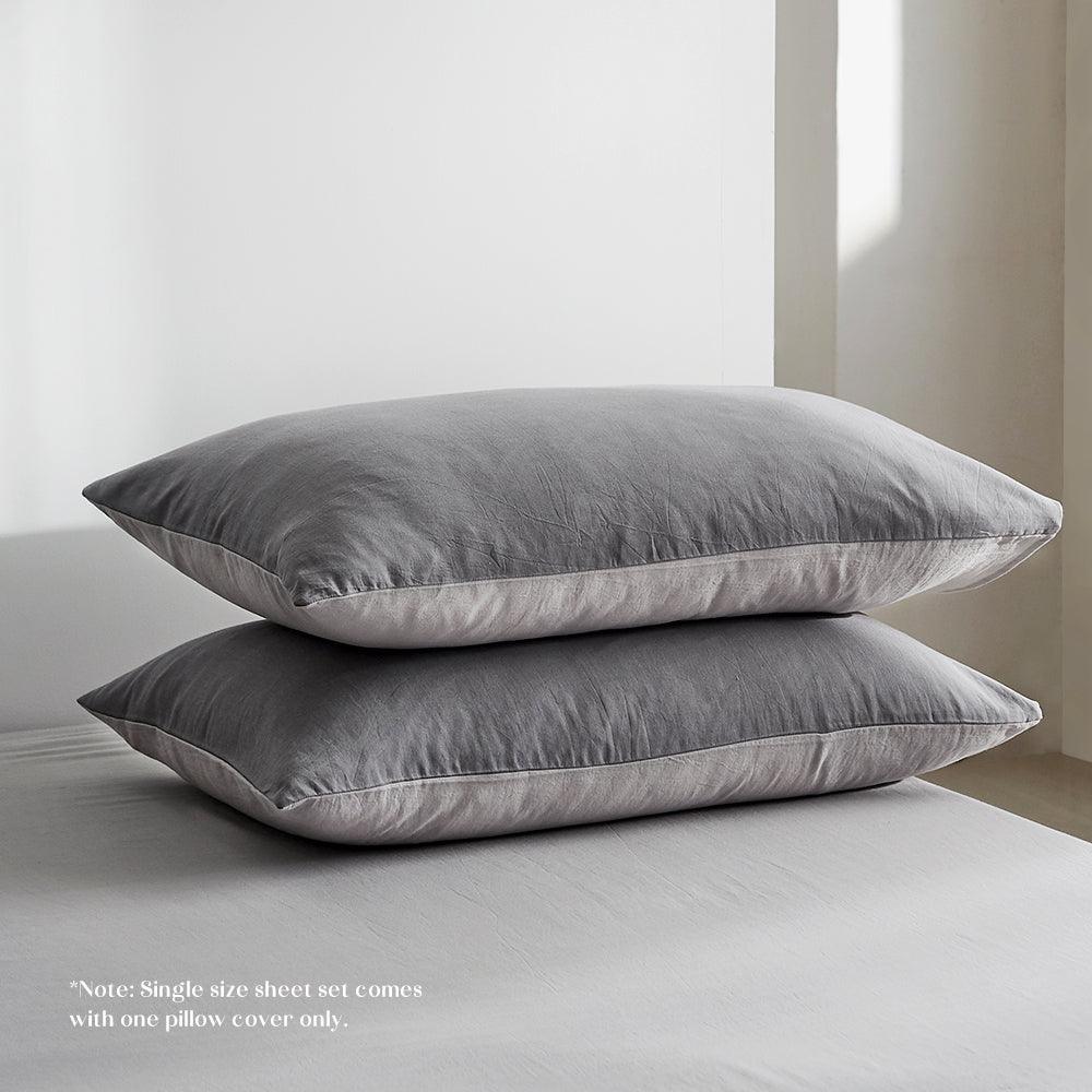 Cosy Club Sheet Set Bed Sheets Set Double Flat Cover Pillow Case Grey Inspired - John Cootes