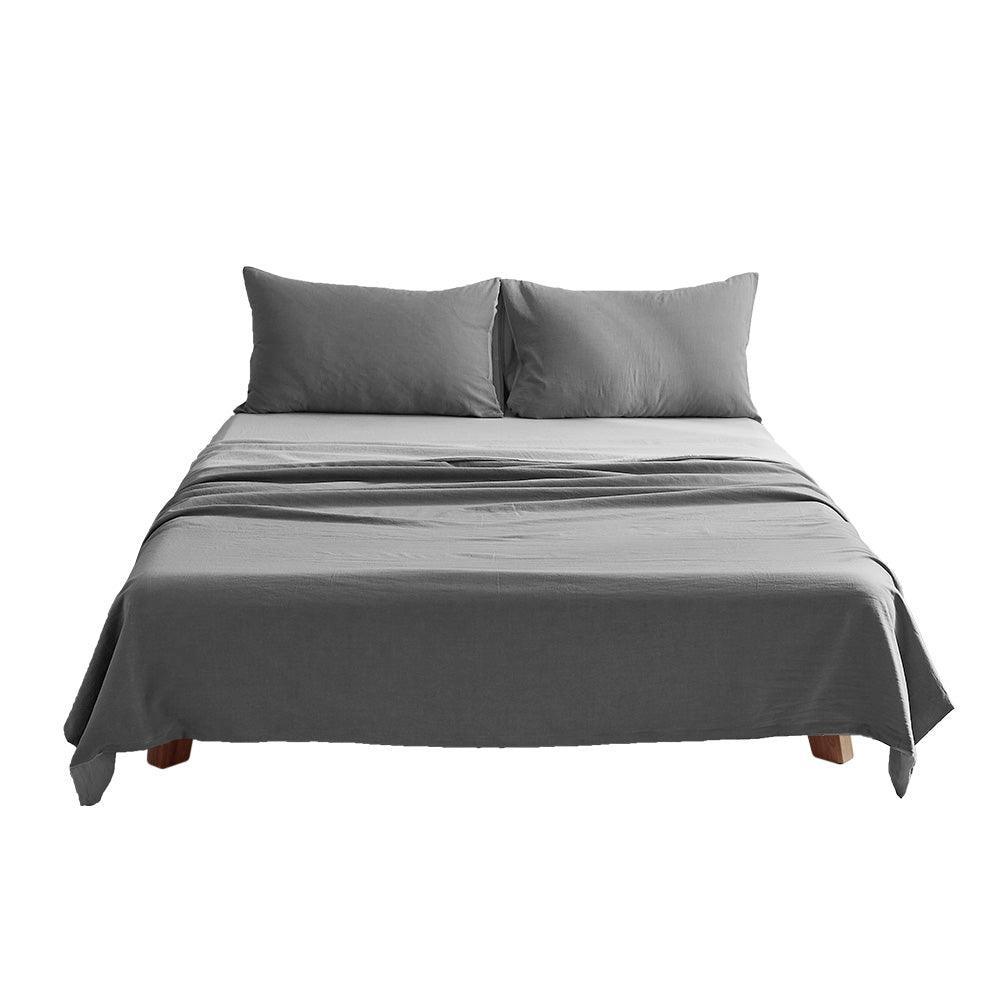 Cosy Club Sheet Set Bed Sheets Set Double Flat Cover Pillow Case Grey Inspired - John Cootes