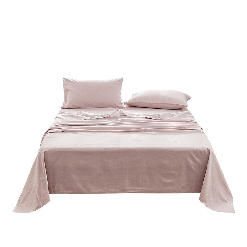 Cosy Club Sheet Set Bed Sheets Set Double Flat Cover Pillow Case Purple Essential - John Cootes