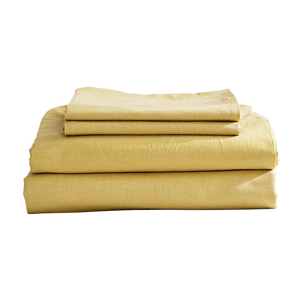 Cosy Club Sheet Set Bed Sheets Set King Flat Cover Pillow Case Yellow - John Cootes