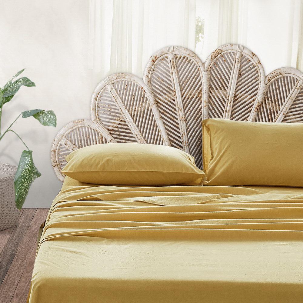 Cosy Club Sheet Set Bed Sheets Set King Flat Cover Pillow Case Yellow - John Cootes