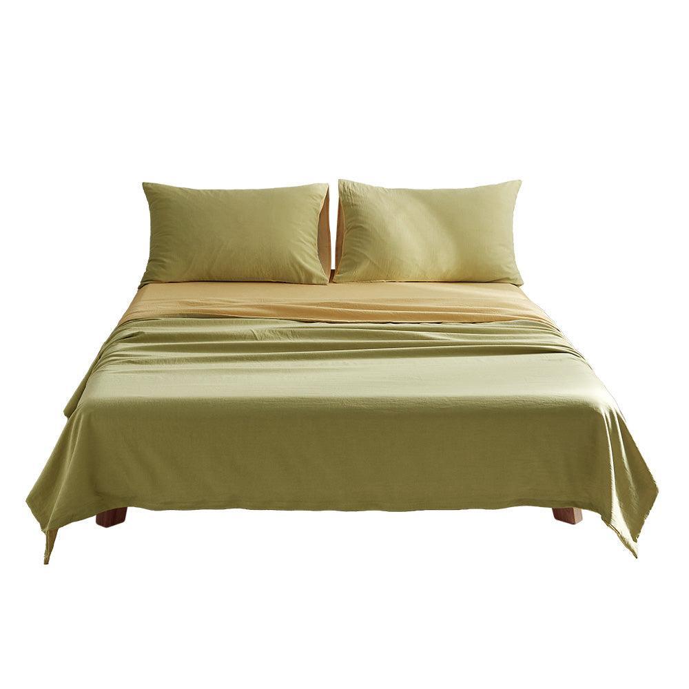 Cosy Club Sheet Set Bed Sheets Set King Flat Cover Pillow Case Yellow - John Cootes