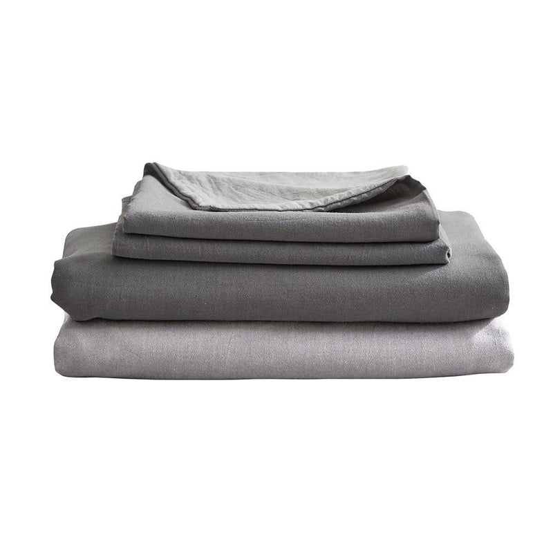 Cosy Club Sheet Set Bed Sheets Set Queen Flat Cover Pillow Case Grey Inspired - John Cootes