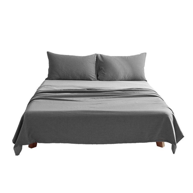 Cosy Club Sheet Set Bed Sheets Set Queen Flat Cover Pillow Case Grey Inspired - John Cootes