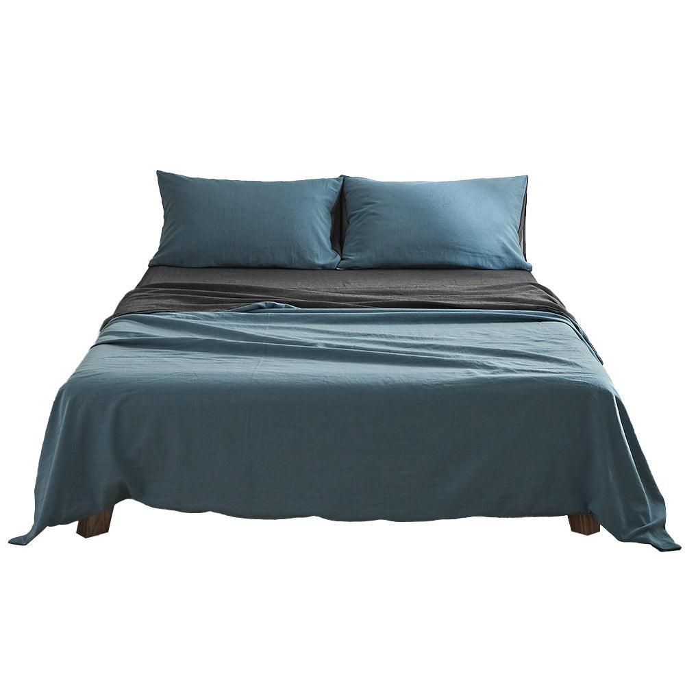 Cosy Club Sheet Set Cotton Sheets Double Blue Dark Blue - John Cootes