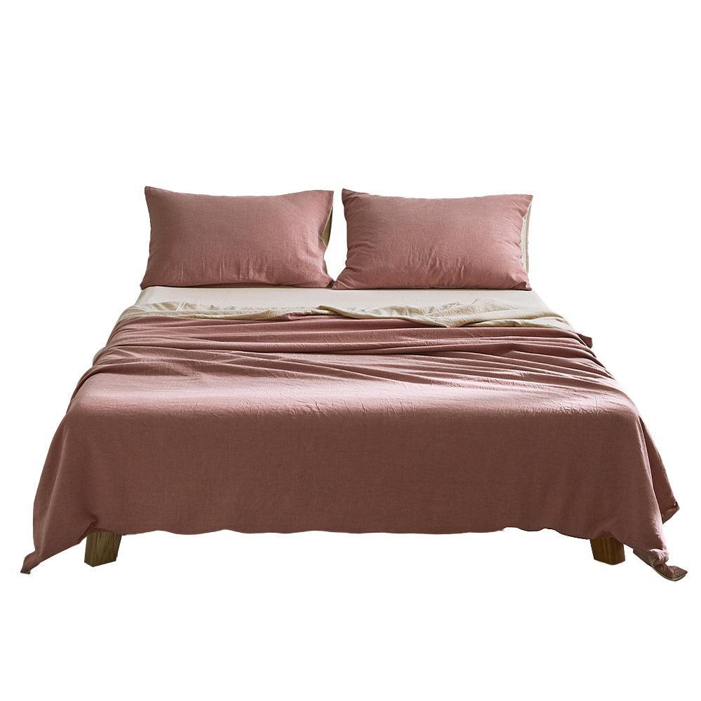 Cosy Club Sheet Set Cotton Sheets Double Vanilla Rhubarb - John Cootes