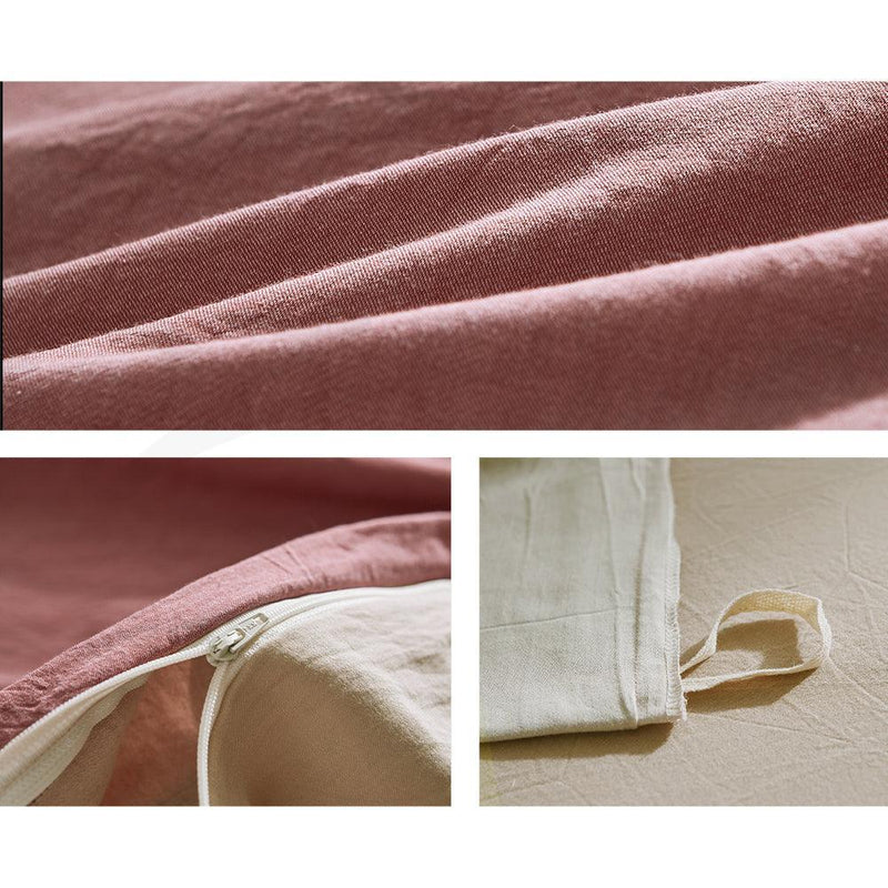 Cosy Club Sheet Set Cotton Sheets Single Red Beige - John Cootes