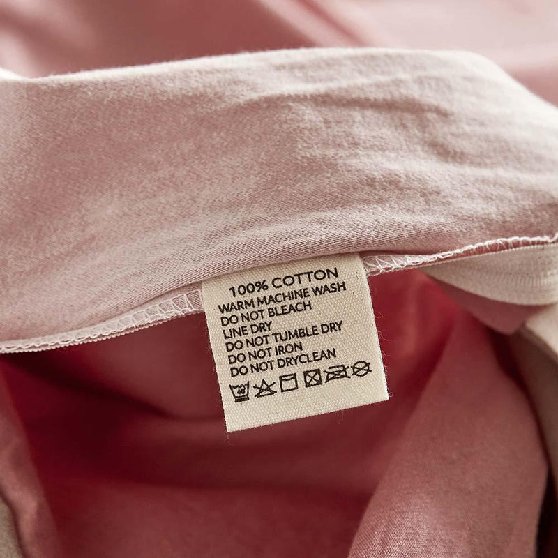 Cosy Club Washed Cotton Sheet Set Pink Brown Double - John Cootes