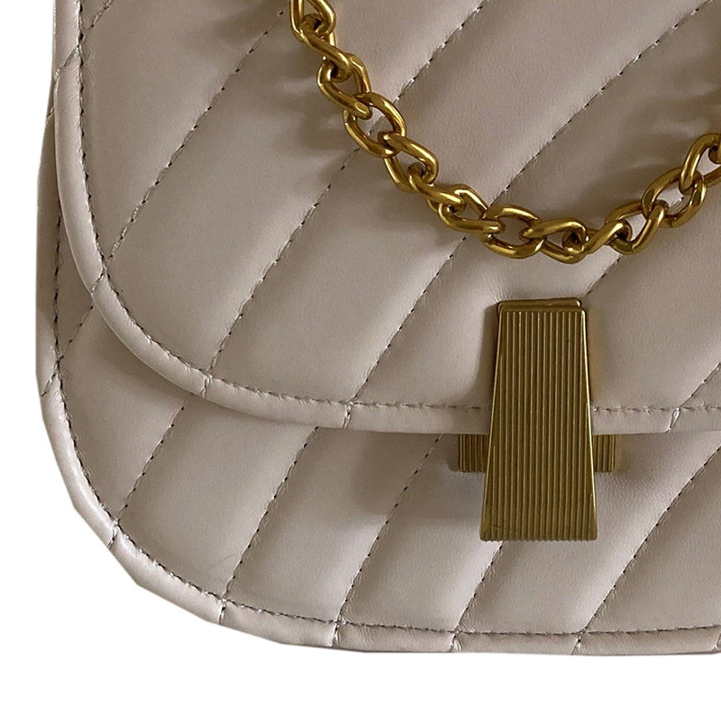 Cross Body Handbag Gold Chain Cream - John Cootes