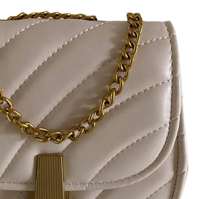 Cross Body Handbag Gold Chain Cream - John Cootes