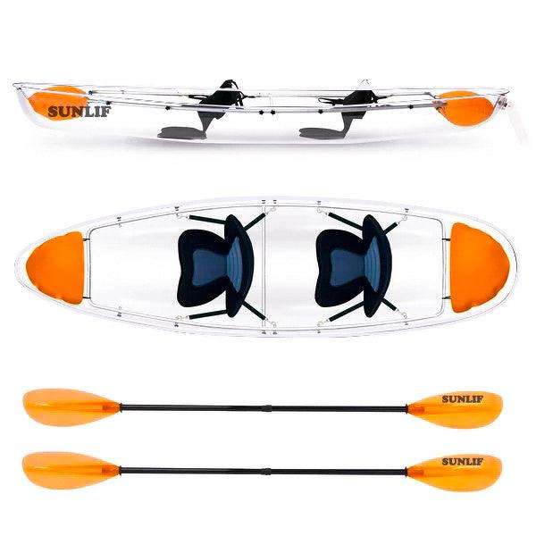 Crystal Clear Kayak and Kayak Cart Set with Free Random Color Paddles - John Cootes