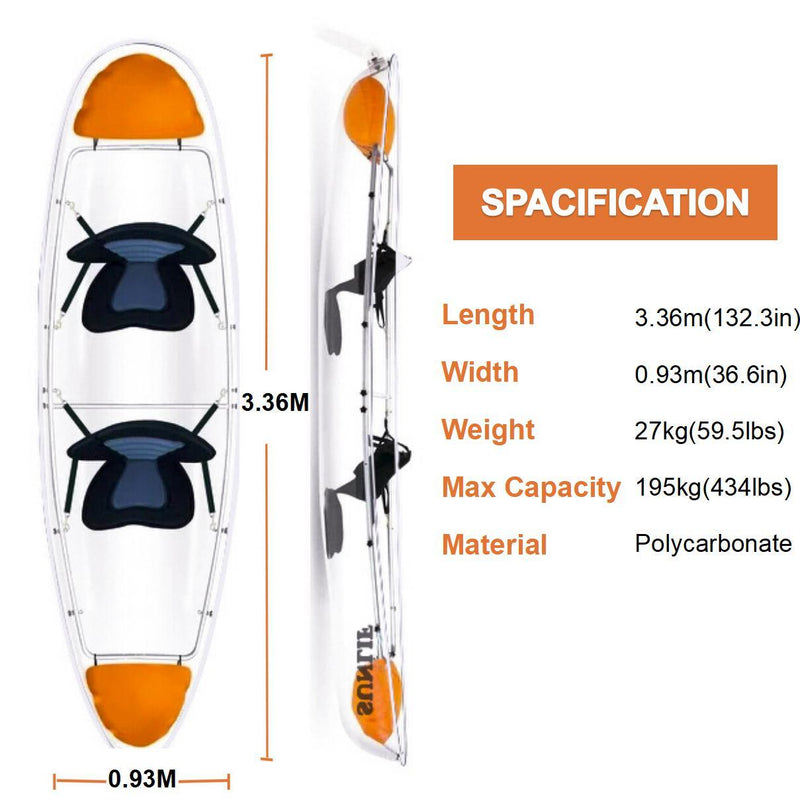 Crystal Clear Kayak with Random Color Paddles - John Cootes