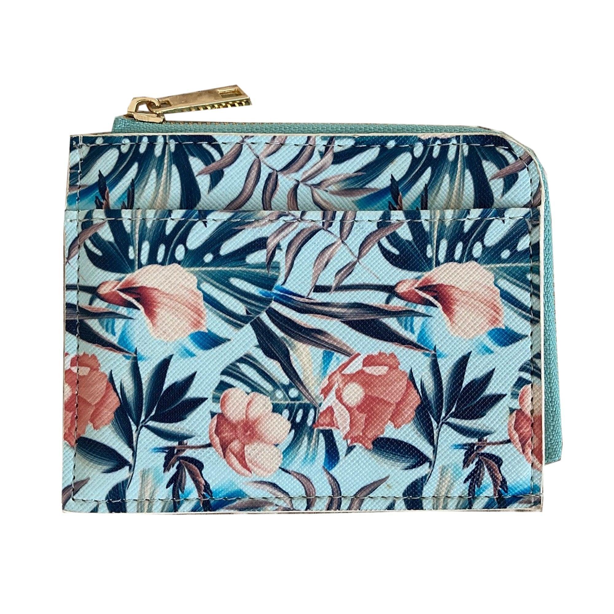 Curved Zip Coin Purse-Blue Flowers - John Cootes