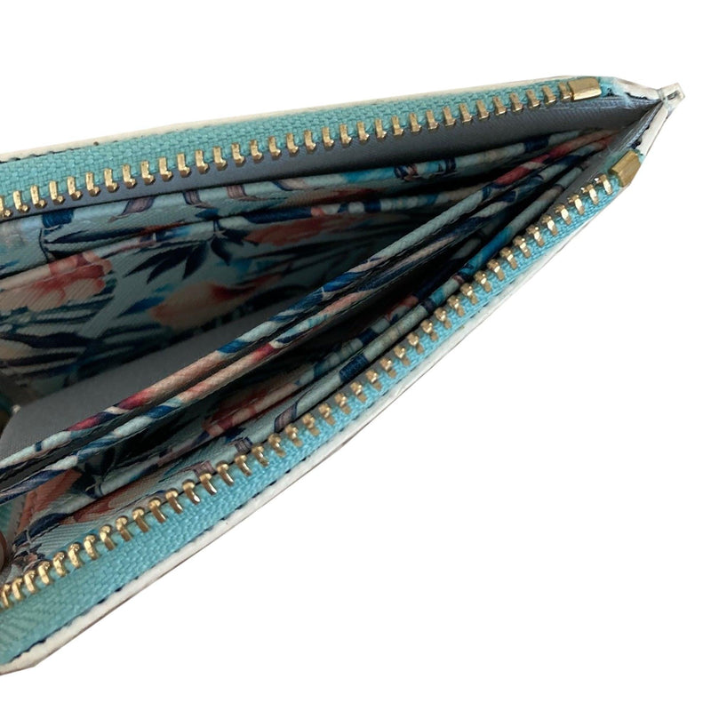 Curved Zip Coin Purse-Blue Flowers - John Cootes