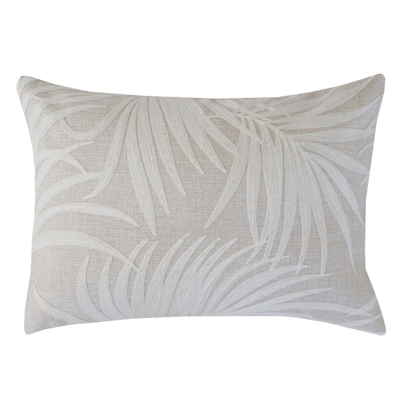 Cushion Cover-Boho Embroidery Single Sided-Palm Leaves White-30cm x 50cm - John Cootes