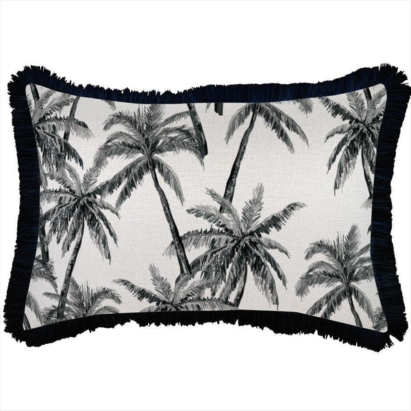 Cushion Cover-Coastal Fringe Black-Castaway-35cm x 50cm - John Cootes