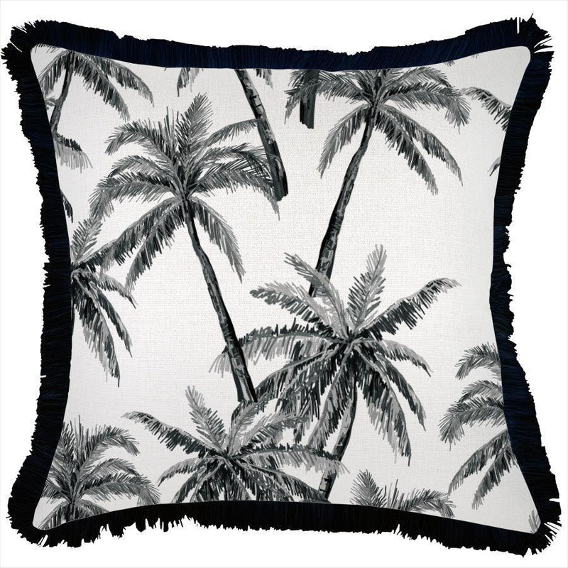 Cushion Cover-Coastal Fringe Black-Castaway-45cm x 45cm - John Cootes