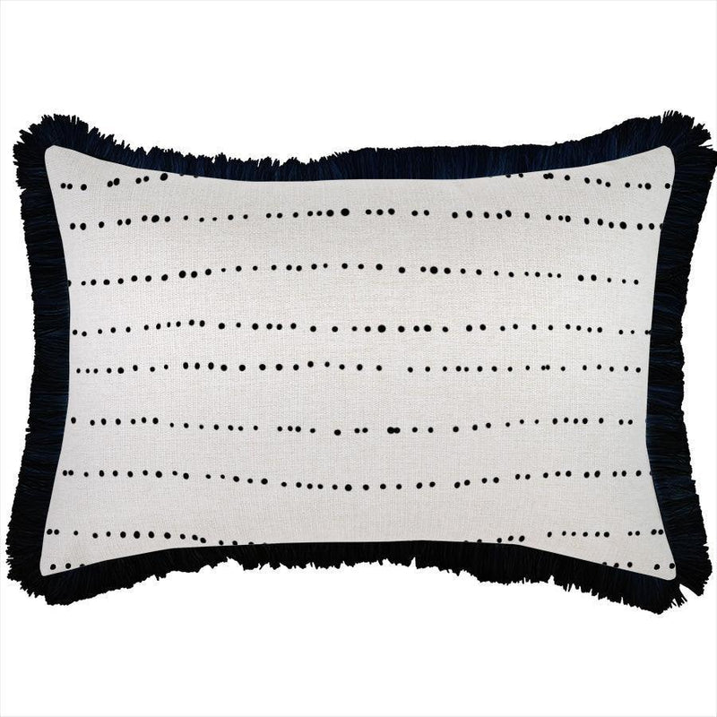 Cushion Cover-Coastal Fringe Black-Journey Black-35cm x 50cm - John Cootes