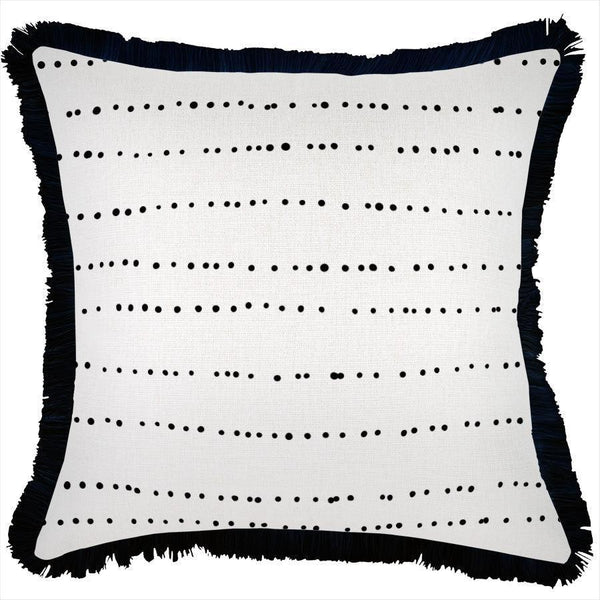 Cushion Cover-Coastal Fringe Black-Journey Black-45cm x 45cm - John Cootes