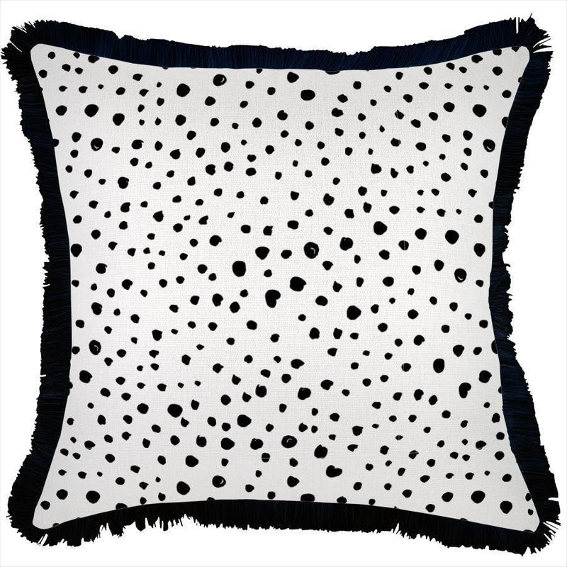 Cushion Cover-Coastal Fringe Black-Lunar-60cm x 60cm - John Cootes