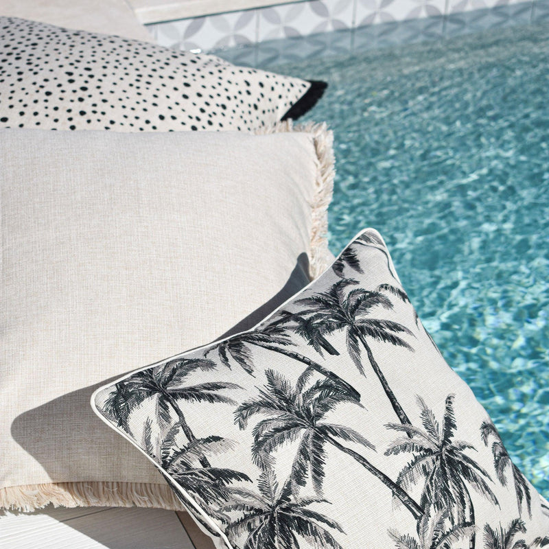 Cushion Cover-Coastal Fringe Black-Lunar-60cm x 60cm - John Cootes