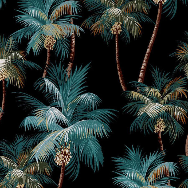 Cushion Cover-Coastal Fringe Black-Palm Trees Black-35cm x 50cm - John Cootes