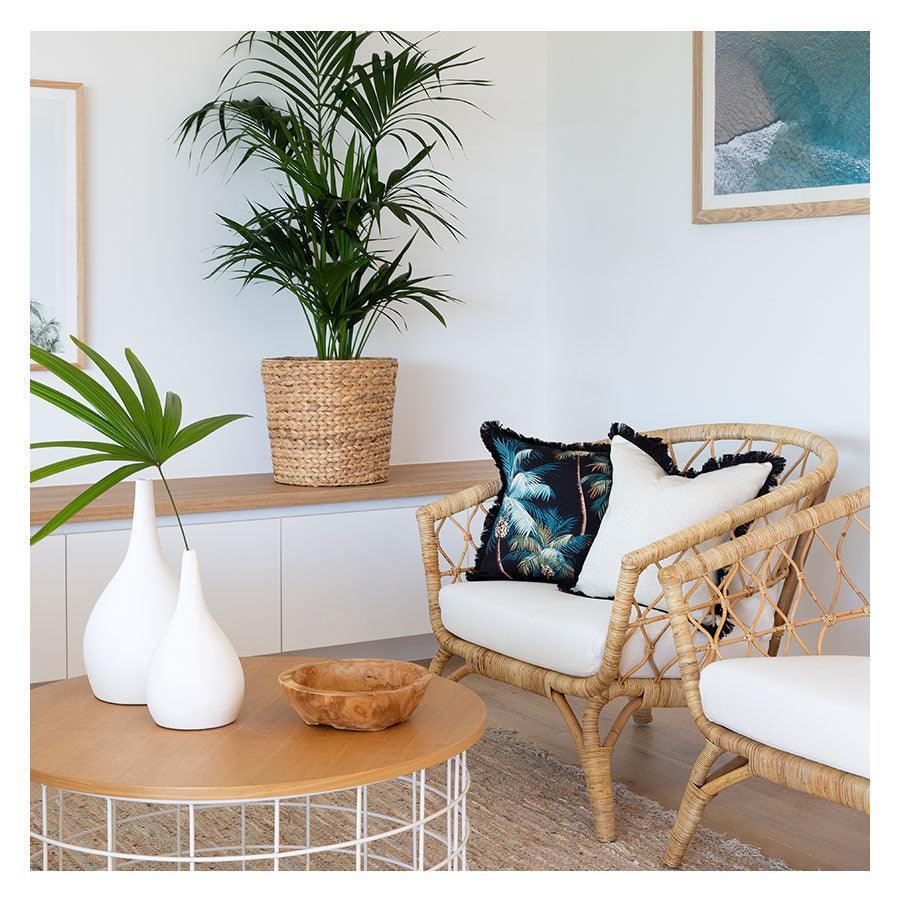 Cushion Cover-Coastal Fringe Black-Palm Trees Black-60cm x 60cm - John Cootes