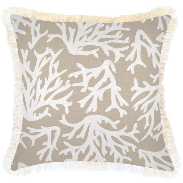 Cushion Cover-Coastal Fringe-Coastal Coral Beige-45cm x 45cm - John Cootes