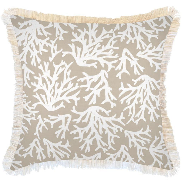 Cushion Cover-Coastal Fringe-Coastal Coral Beige-60cm x 60cm - John Cootes