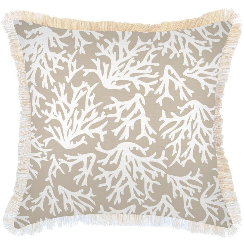 Cushion Cover-Coastal Fringe-Coastal Coral Beige-60cm x 60cm - John Cootes