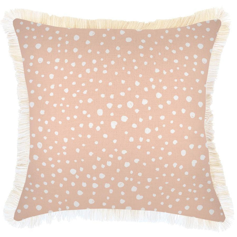 Cushion Cover-Coastal Fringe-Lunar Blush-45cm x 45cm - John Cootes