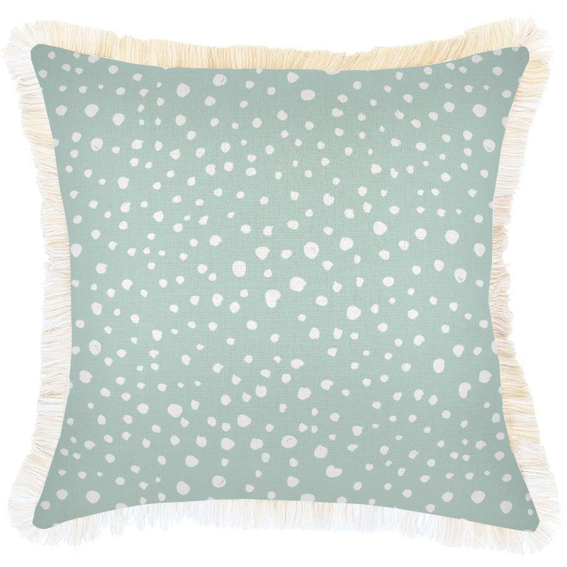 Cushion Cover-Coastal Fringe-Lunar Pale Mint-60cm x 60cm - John Cootes