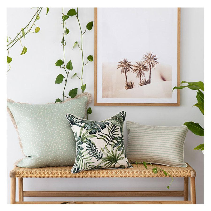 Cushion Cover-Coastal Fringe-Lunar Pale Mint-60cm x 60cm - John Cootes