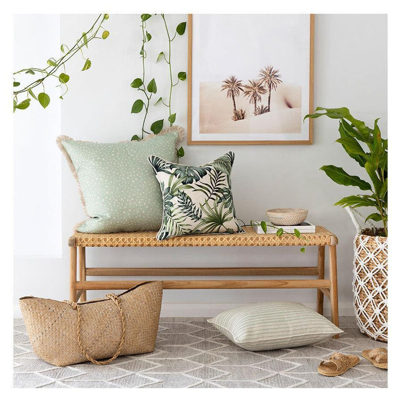 Cushion Cover-Coastal Fringe-Lunar Pale Mint-60cm x 60cm - John Cootes