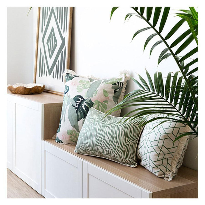 Cushion Cover-Coastal Fringe-Milan Green-45cm x 45cm - John Cootes