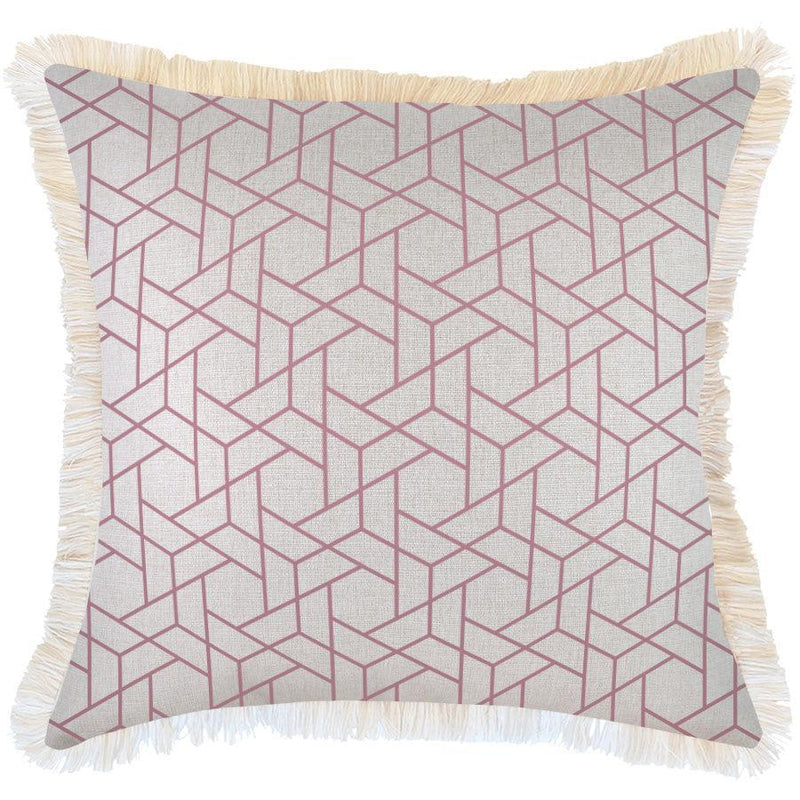 Cushion Cover-Coastal Fringe-Milan Rose-60cm x 60cm - John Cootes